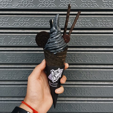 Charcoal Soft-Serve at Demi's Concept