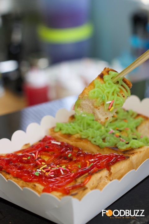 Pandan & Strawberry Toast - Delicious