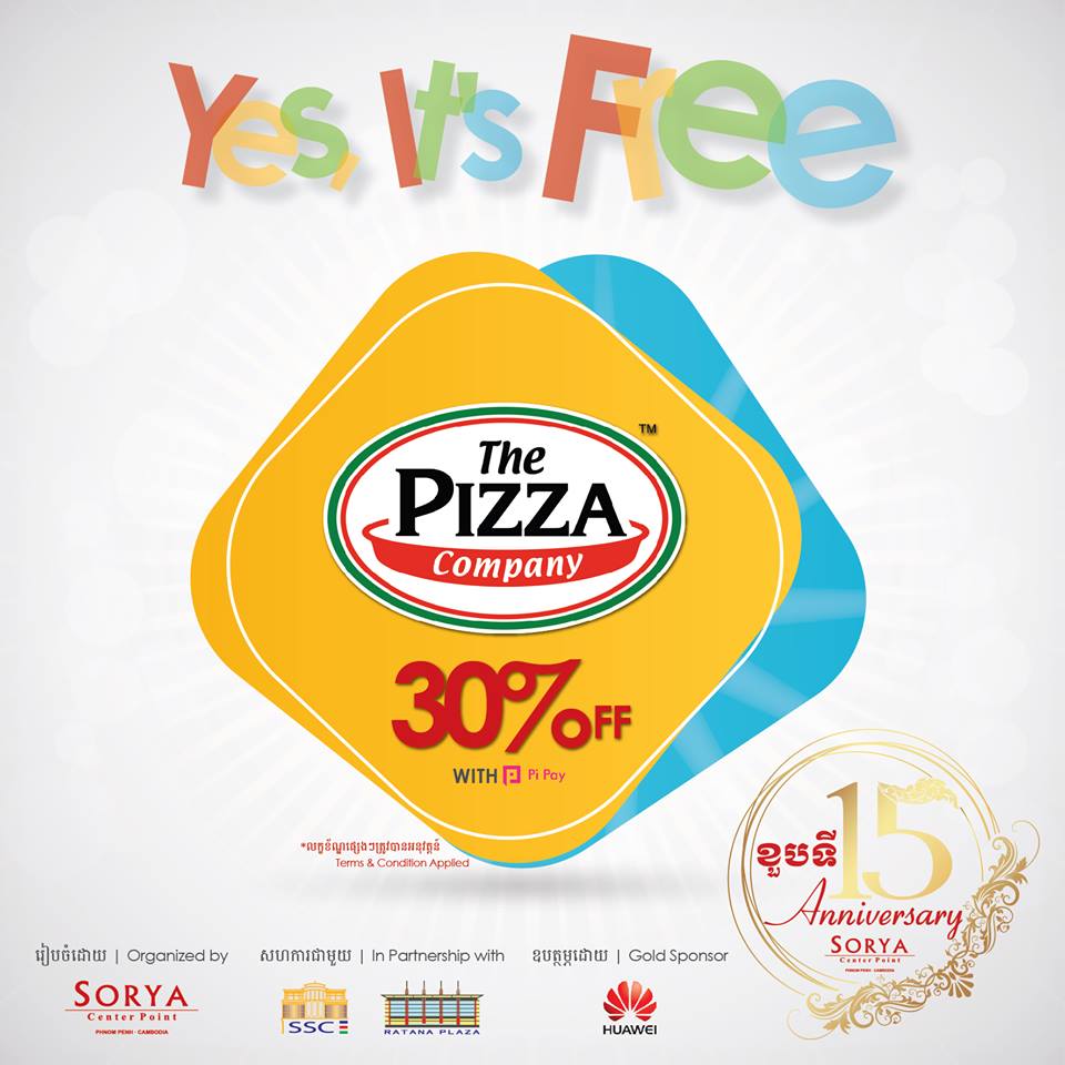 A rare 30% promotion from The Pizza Company. Come and grab a pizza for holiday.